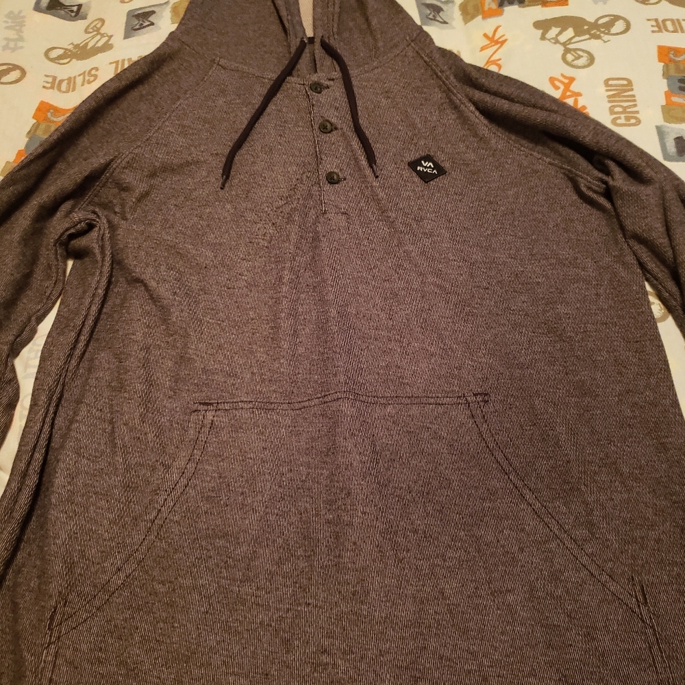 RVCA Charcoal Hooded Shirt - Picture 2 of 5
